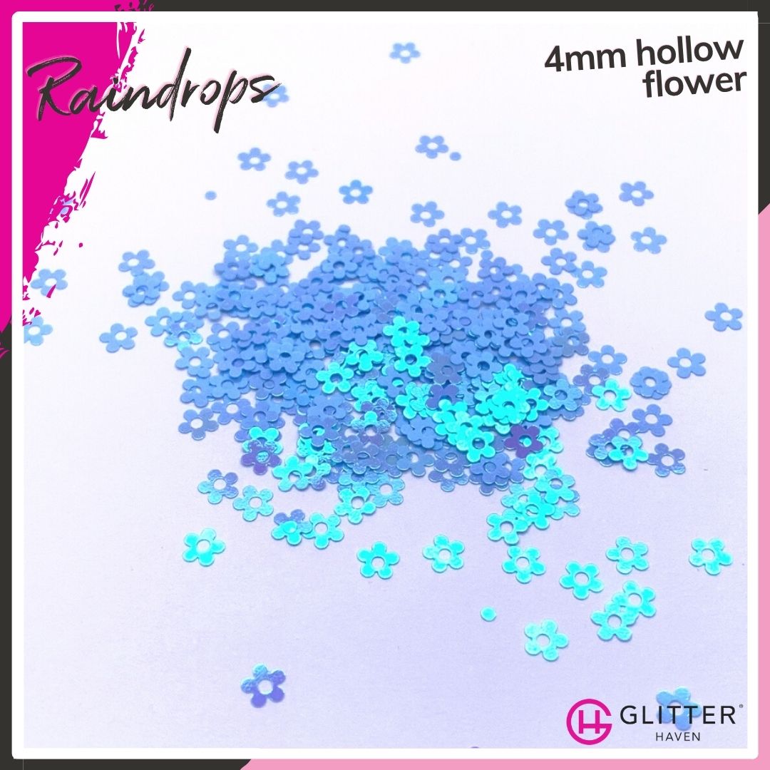 Raindrop 4mm Hollow Flower Traditional Glitter