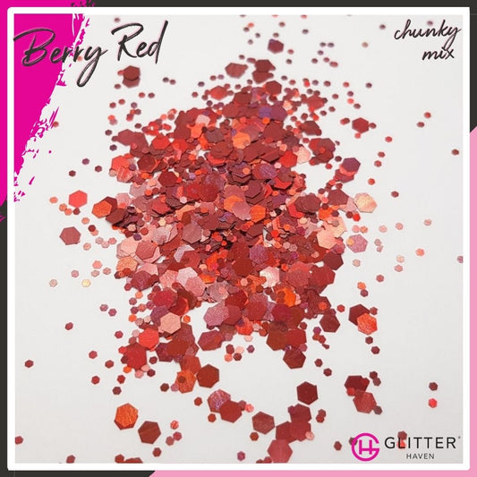Berry Red Chunky Mix Traditional Glitter