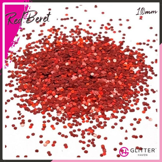 Red Beret 1.0mm hex Traditional Glitter